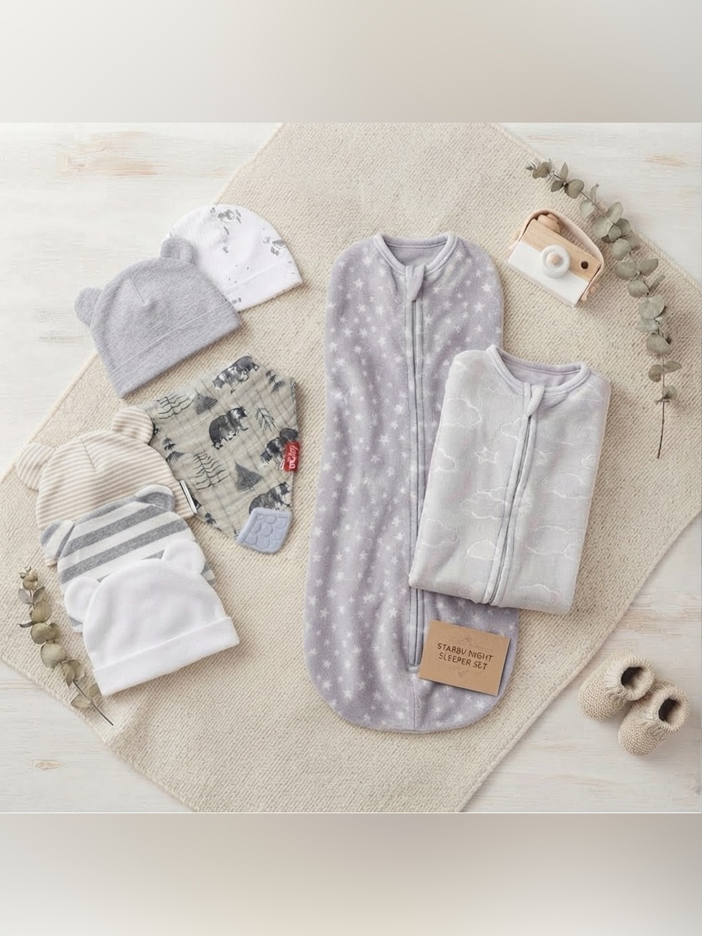 Unbranded Gray Star & Cloud Baby Sleep Sacks - 2-Pack Plus More